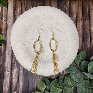 Gold chain and stone earrings